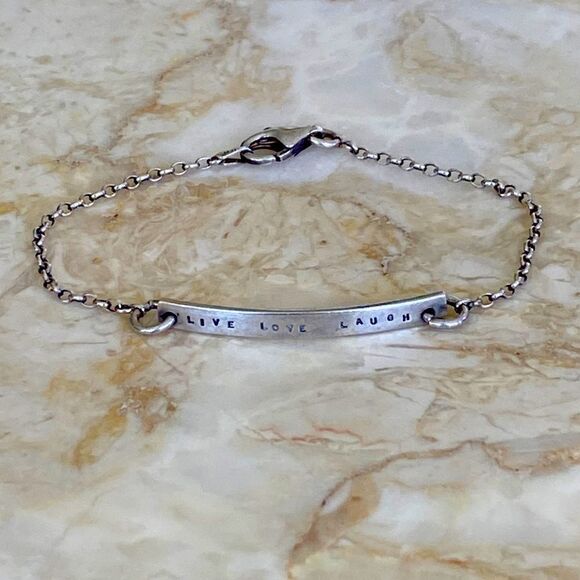 MJI 925 Sterling Silver Live Love Laugh ID Bracelet - Picture 1 of 6